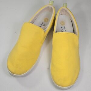 Vionic Beach Marshall Yellow Canvas Slip On Shoes Women's Size 9.5
